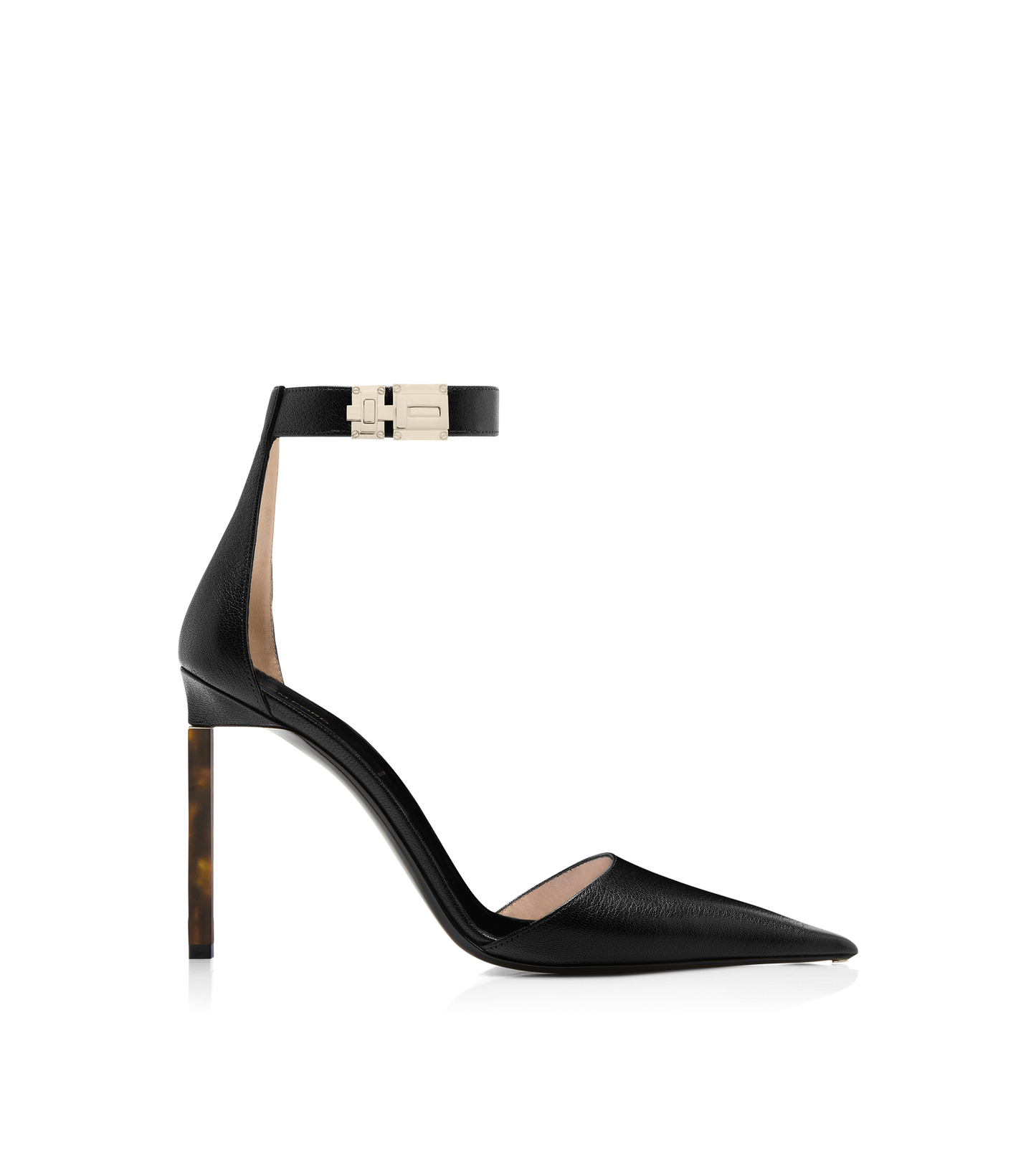 Supple Grain Leather T Latch Ankle Strap Pump