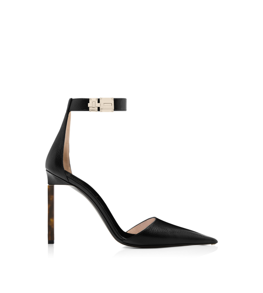 Supple Grain Leather T Latch Ankle Strap Pump
