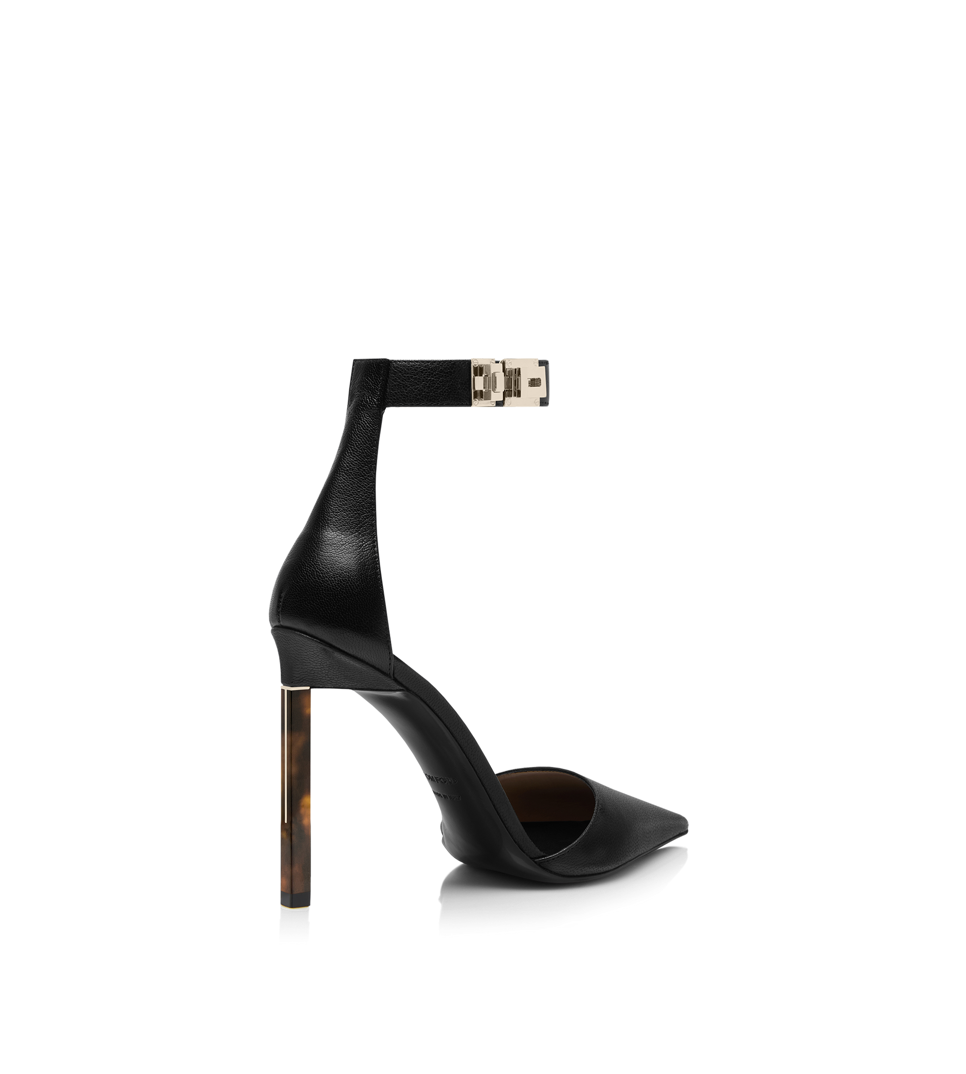 Supple Grain Leather T Latch Ankle Strap Pump