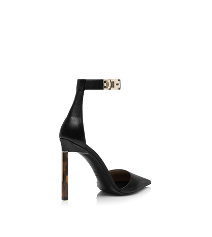 Supple Grain Leather T Latch Ankle Strap Pump