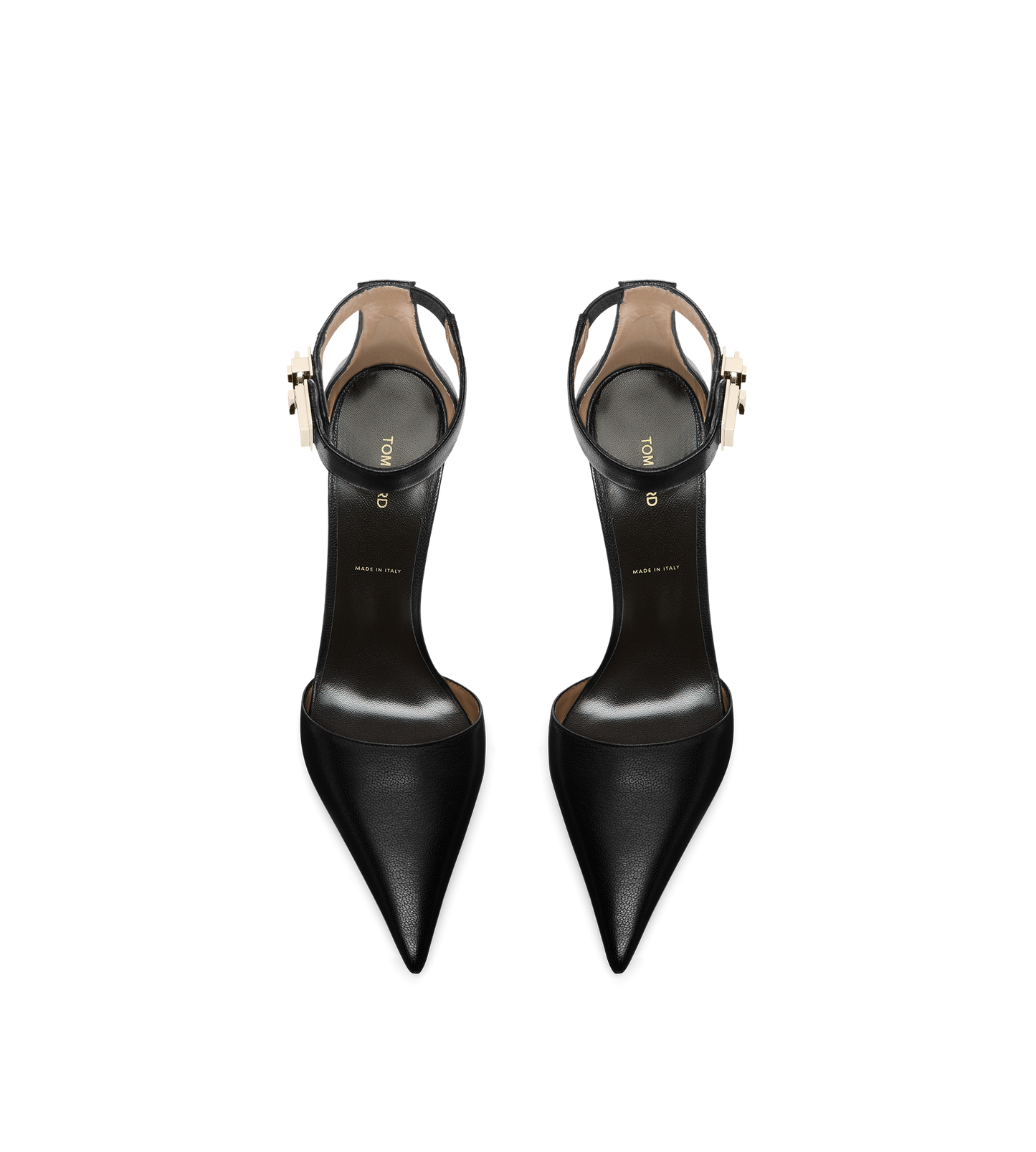 Supple Grain Leather T Latch Ankle Strap Pump