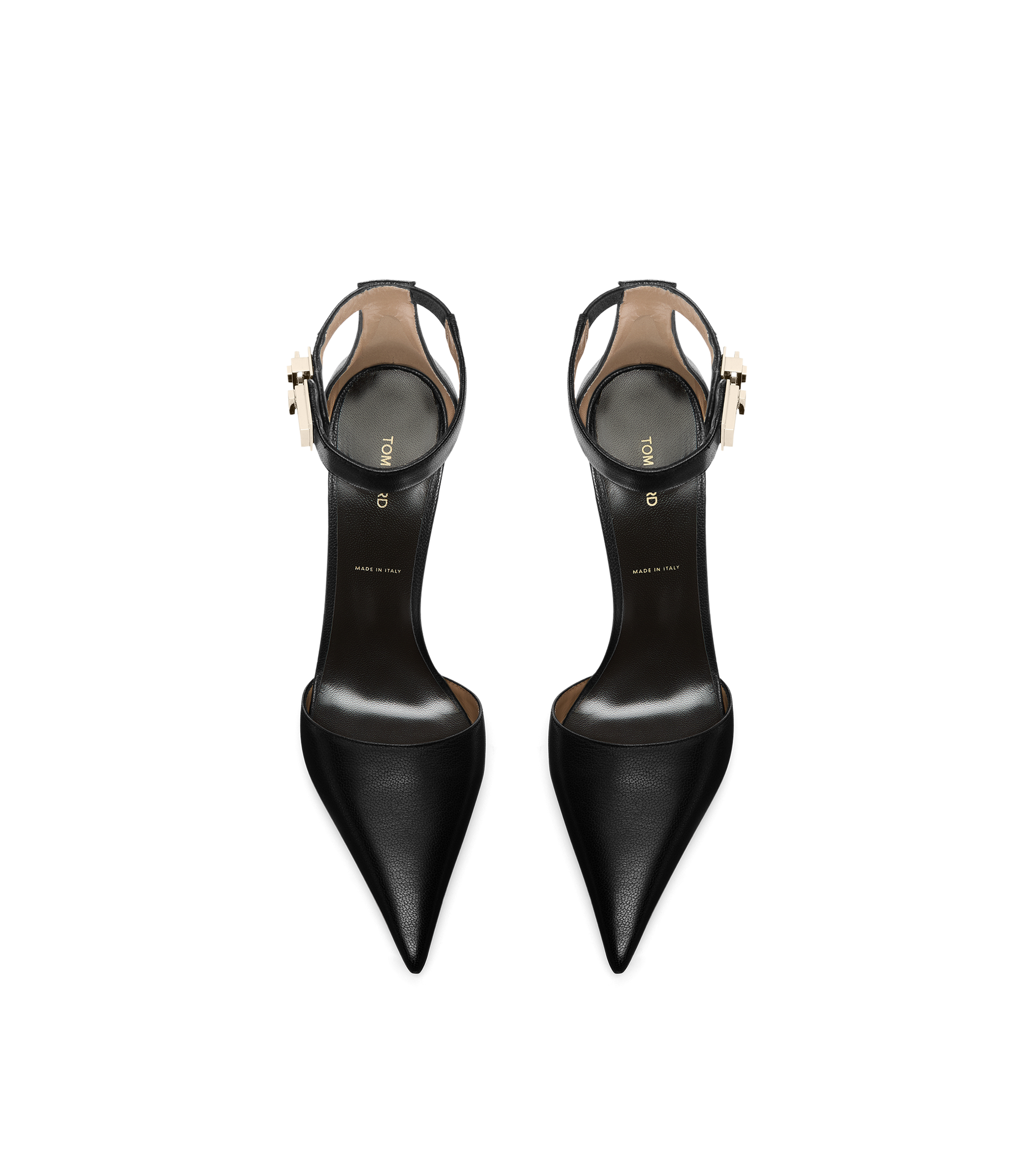 Supple Grain Leather T Latch Ankle Strap Pump