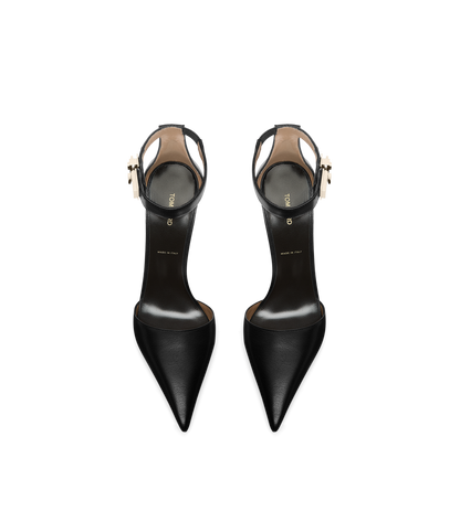 Supple Grain Leather T Latch Ankle Strap Pump