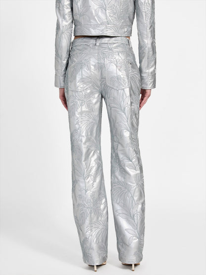 Clelia Faux-Leather Embroidered Pants