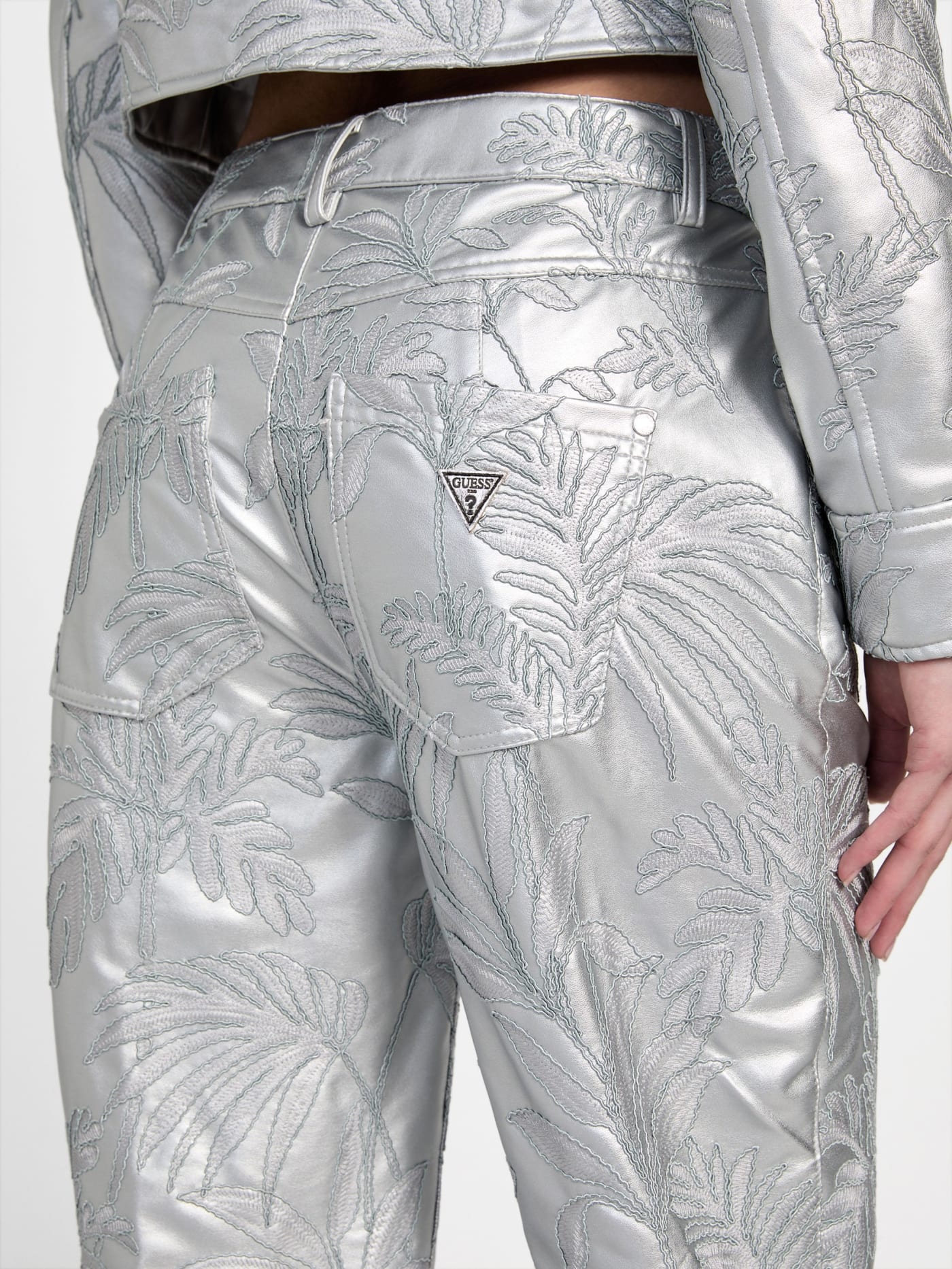 Clelia Faux-Leather Embroidered Pants