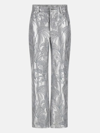 Clelia Faux-Leather Embroidered Pants