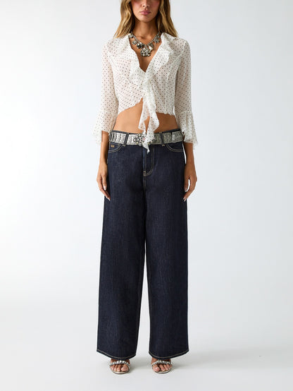 Mid rise loose fit jeans