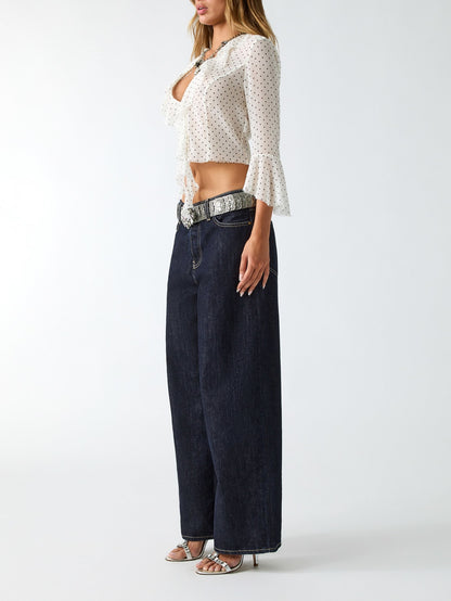 Mid rise loose fit jeans