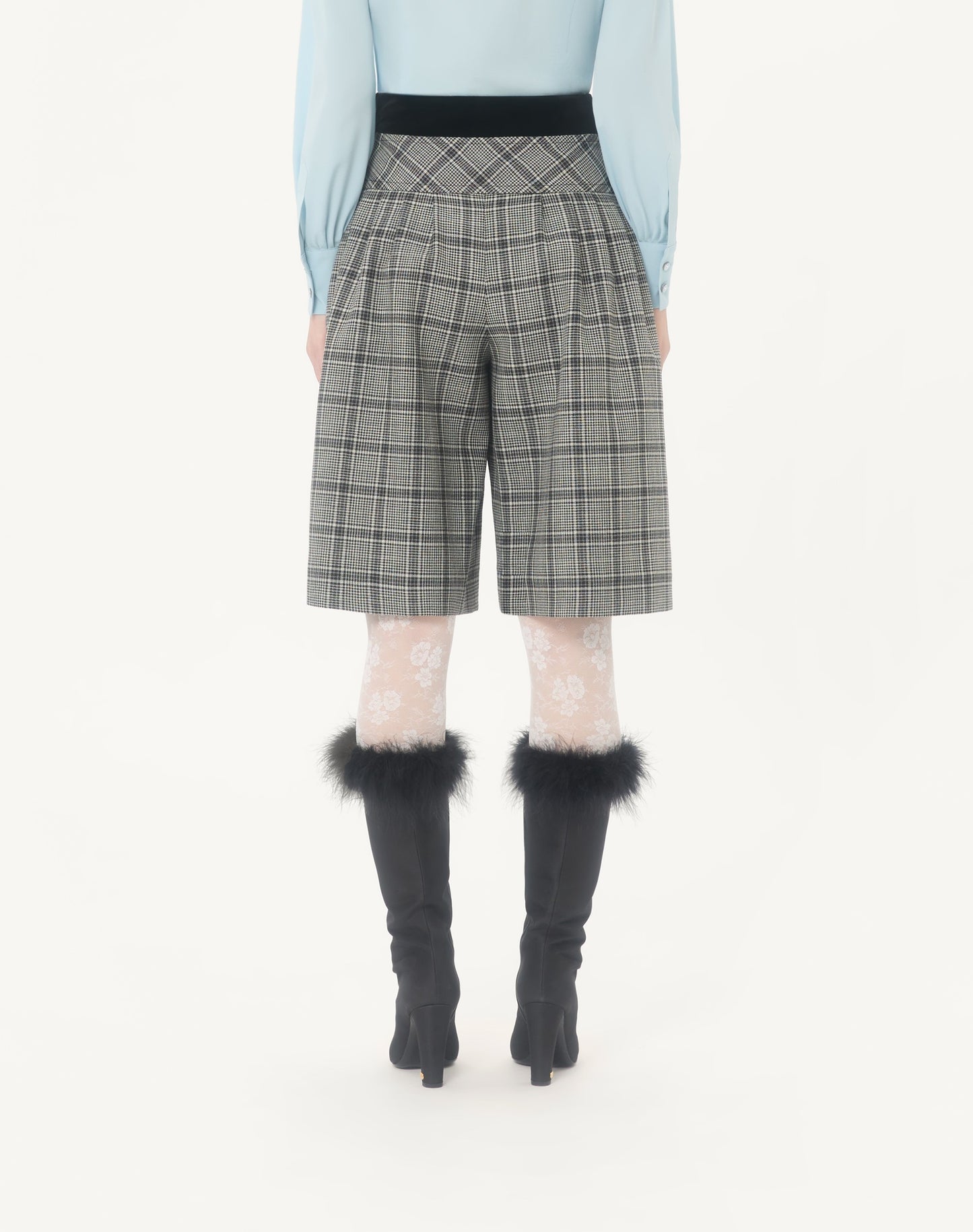 Wool Bermuda Shorts With Check Pattern