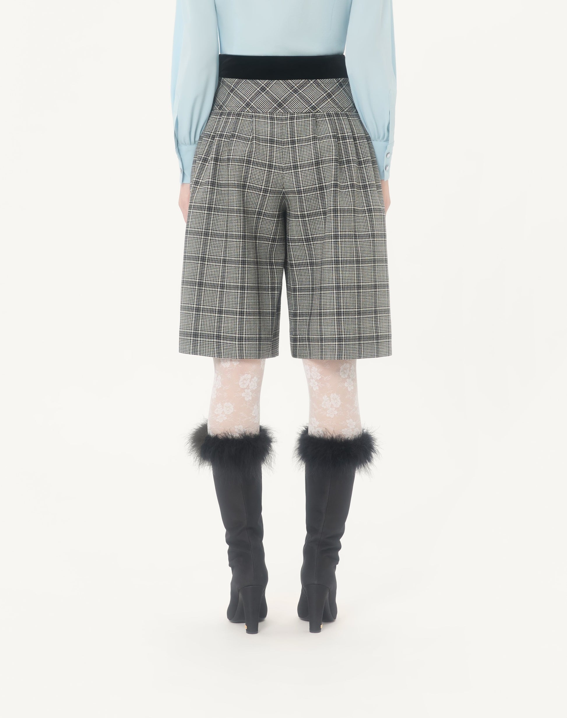 Wool Bermuda Shorts With Check Pattern