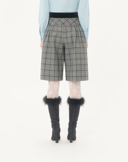 Wool Bermuda Shorts With Check Pattern