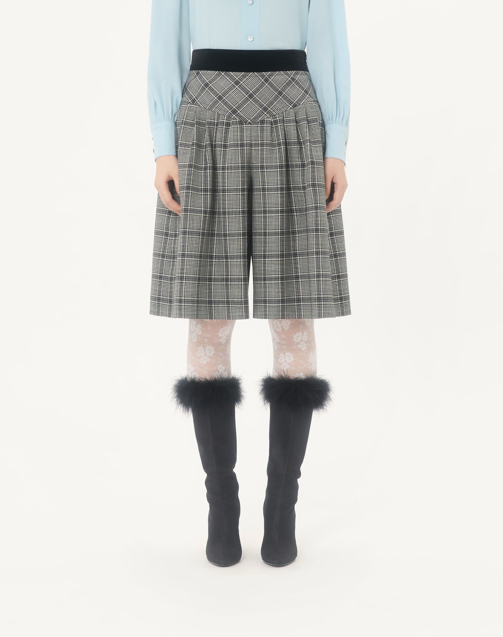 Wool Bermuda Shorts With Check Pattern