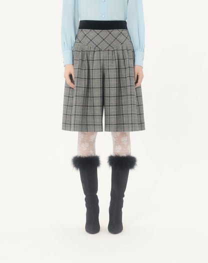Wool Bermuda Shorts With Check Pattern