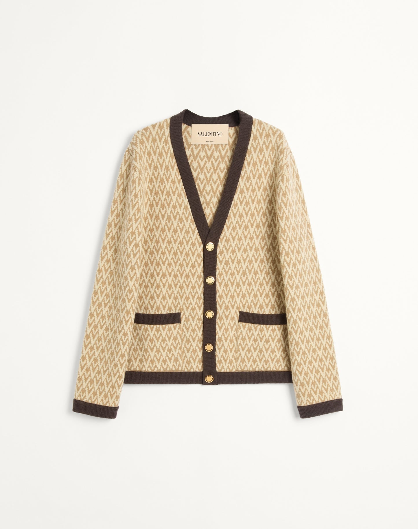 Wool Cardigan With Toute La V Pattern