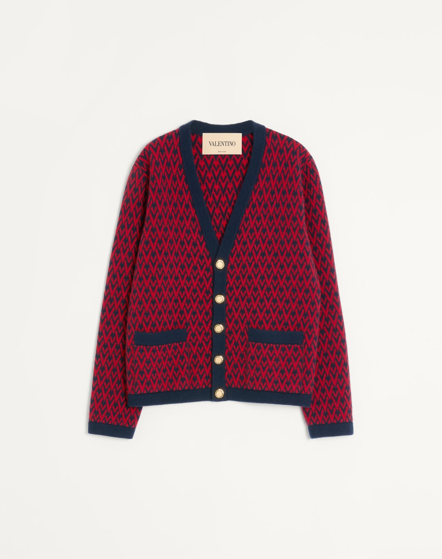 Wool Cardigan With Toute La V Pattern