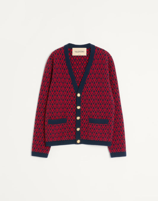 Wool Cardigan With Toute La V Pattern