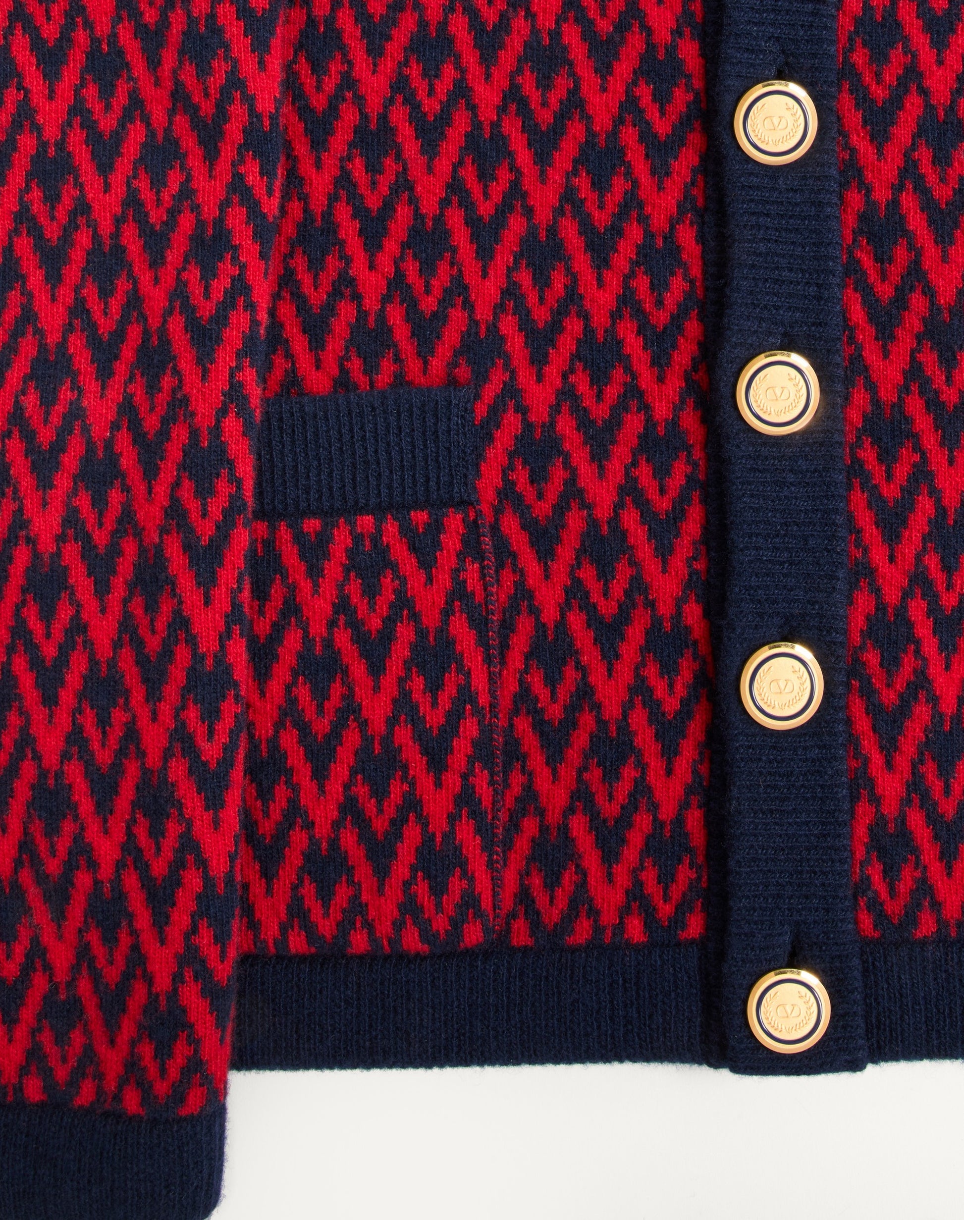 Wool Cardigan With Toute La V Pattern