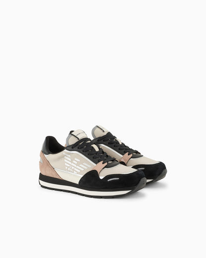 Suede sneakers with reflective and nylon details