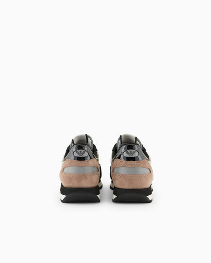 Suede sneakers with reflective and nylon details