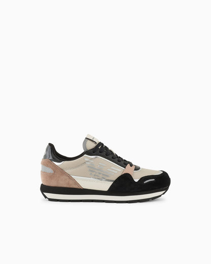 Suede sneakers with reflective and nylon details