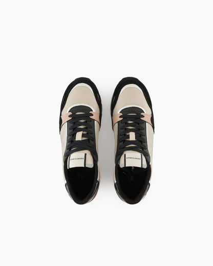 Suede sneakers with reflective and nylon details