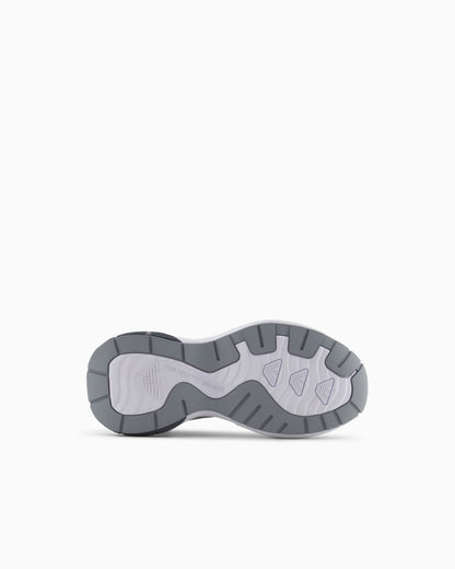 Mesh sneakers with laminated details and signature logo