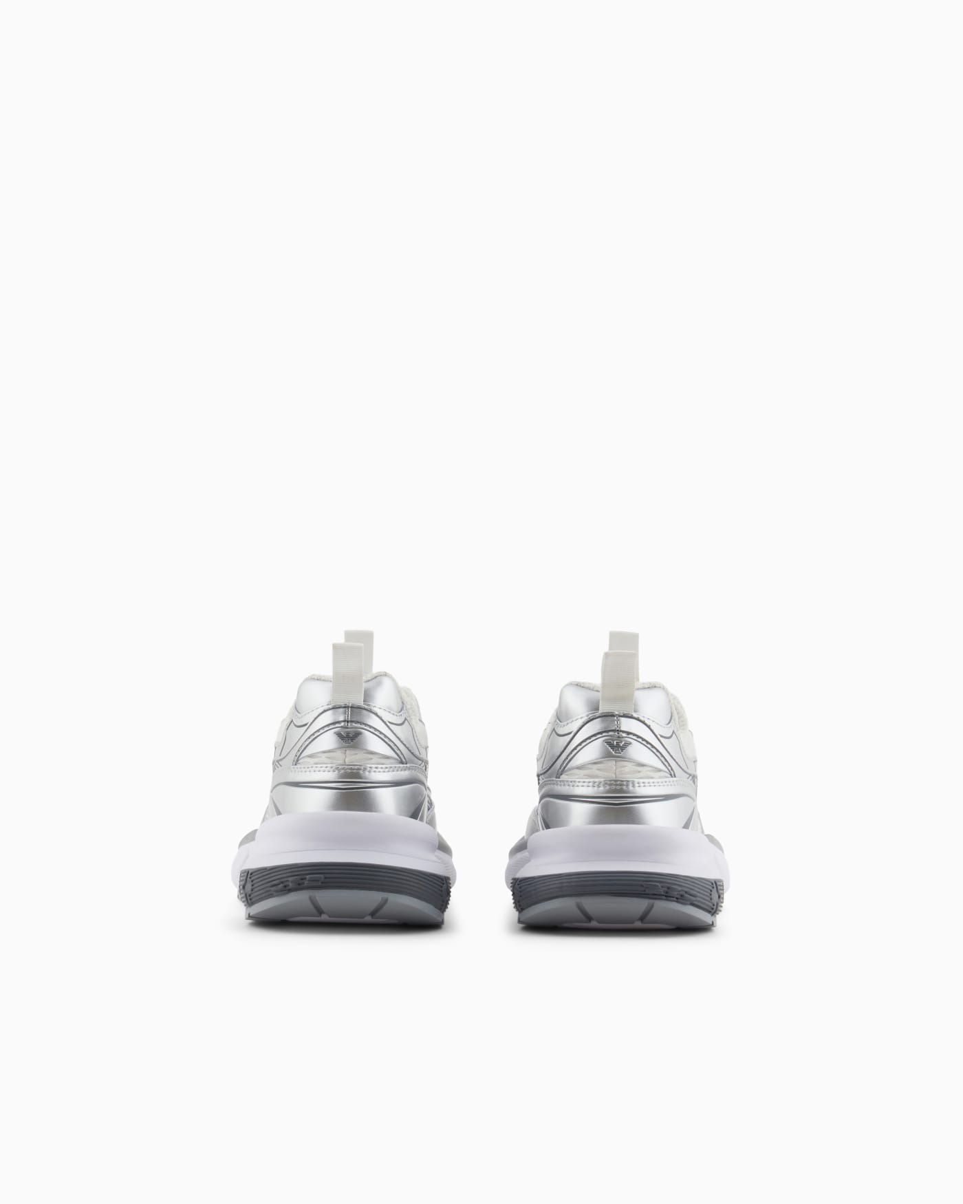 Mesh sneakers with laminated details and signature logo