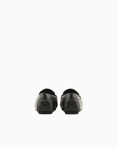 Pebbled leather stirrup loafer man