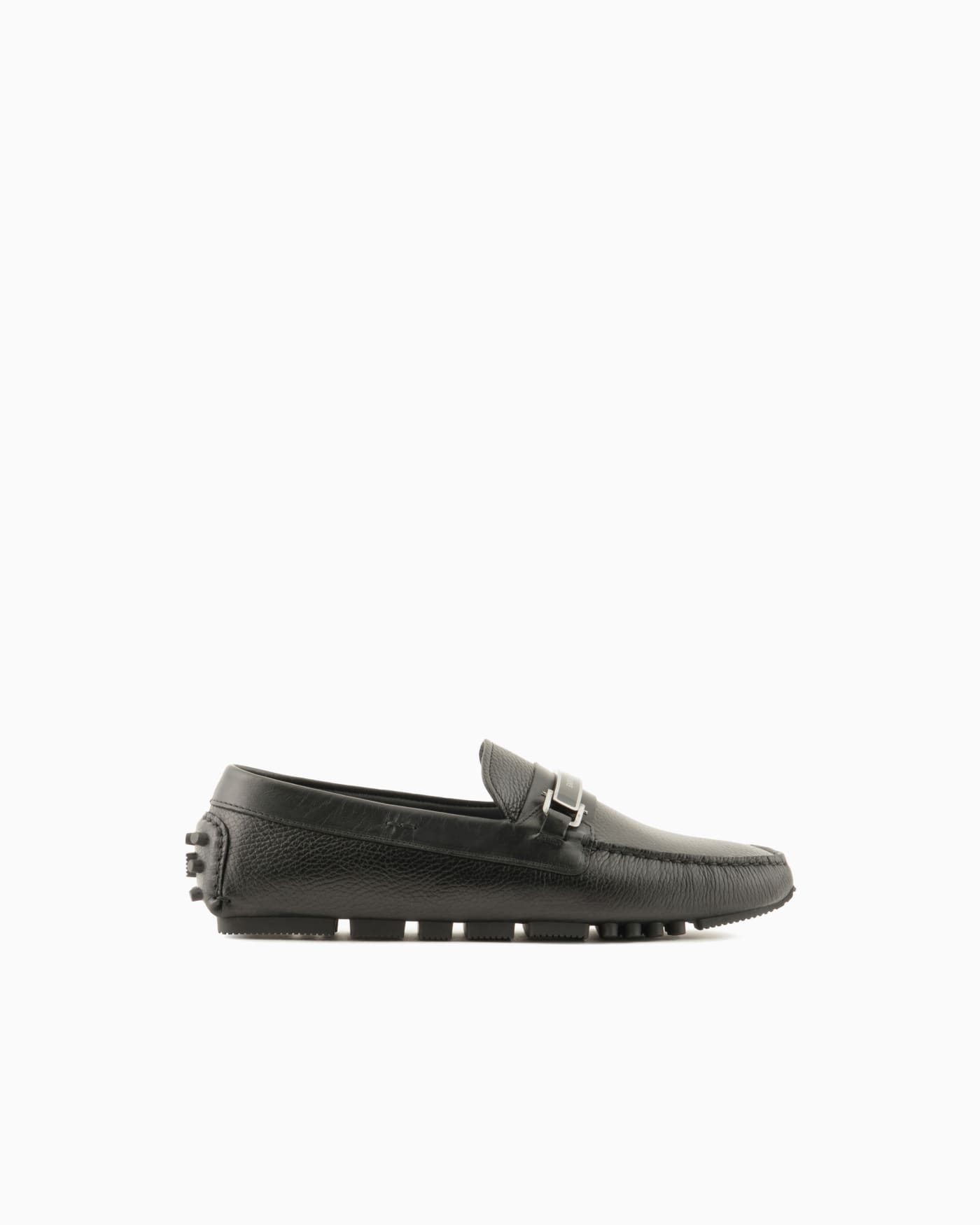 Pebbled leather stirrup loafer man
