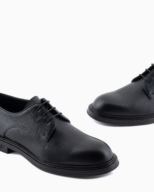 Dress shoes pebbled leather derby for man