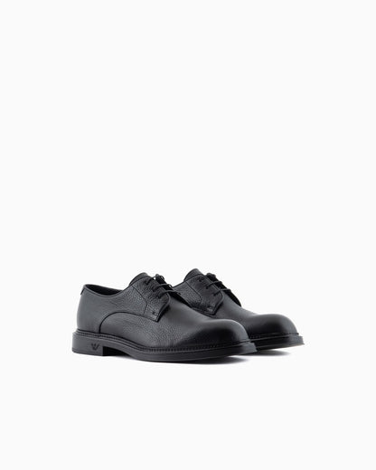Dress shoes pebbled leather derby for man