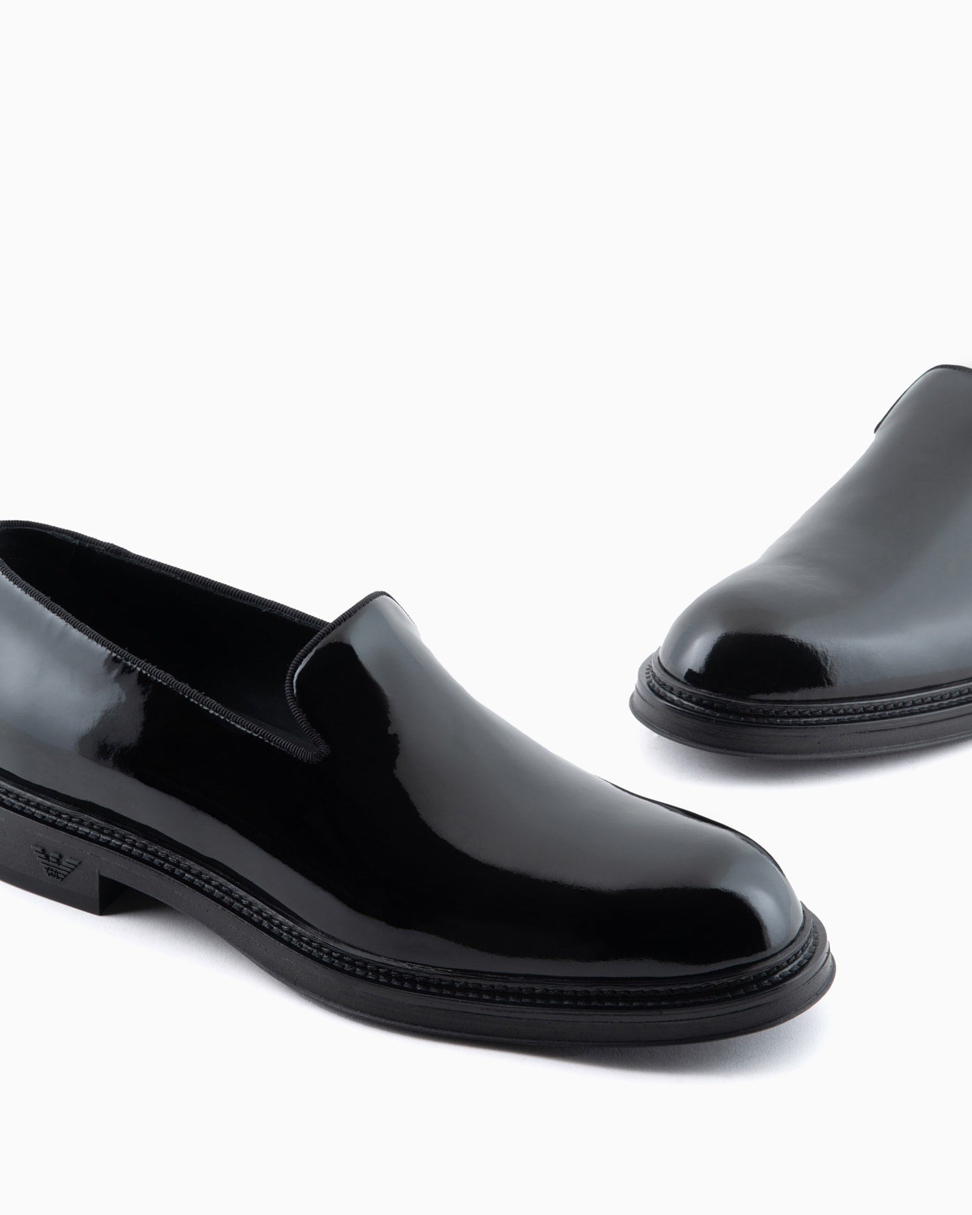 Patent leather slip-on loafers for man