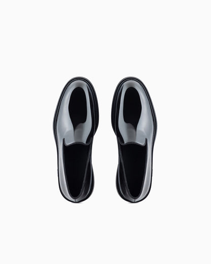 Patent leather slip-on loafers for man