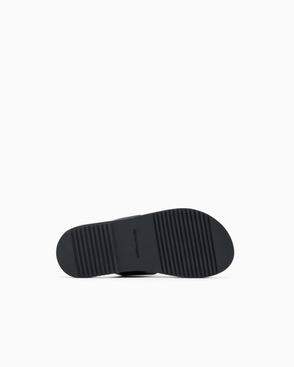 Leather cross-over sandals with logo tape