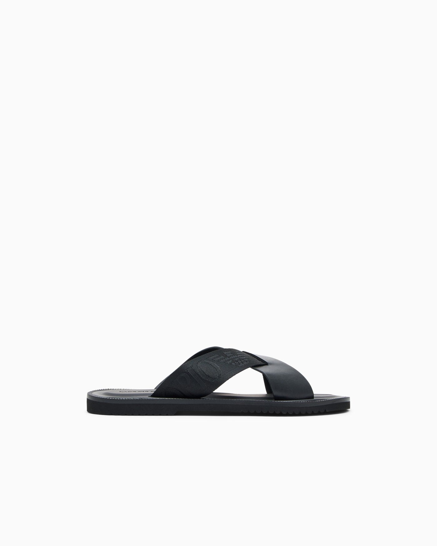 Leather cross-over sandals with logo tape