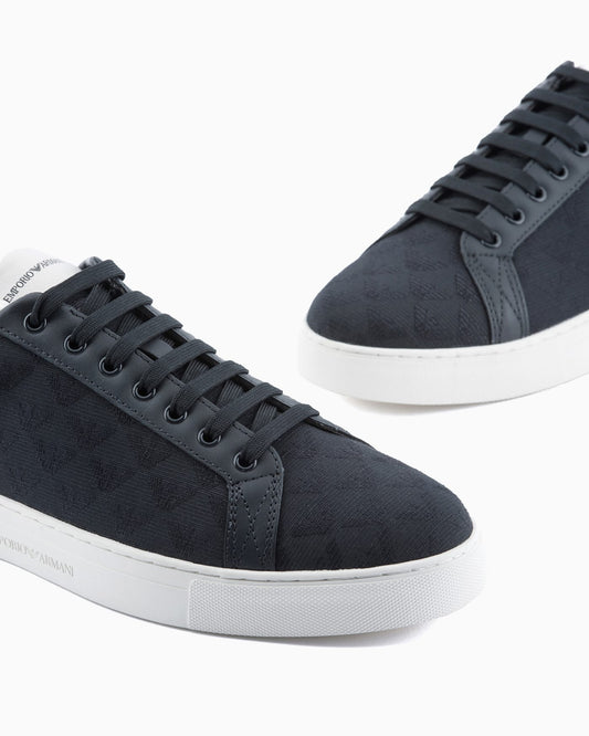 Nylon sneakers with jacquard all-over eagle