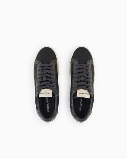 Nylon sneakers with jacquard all-over eagle