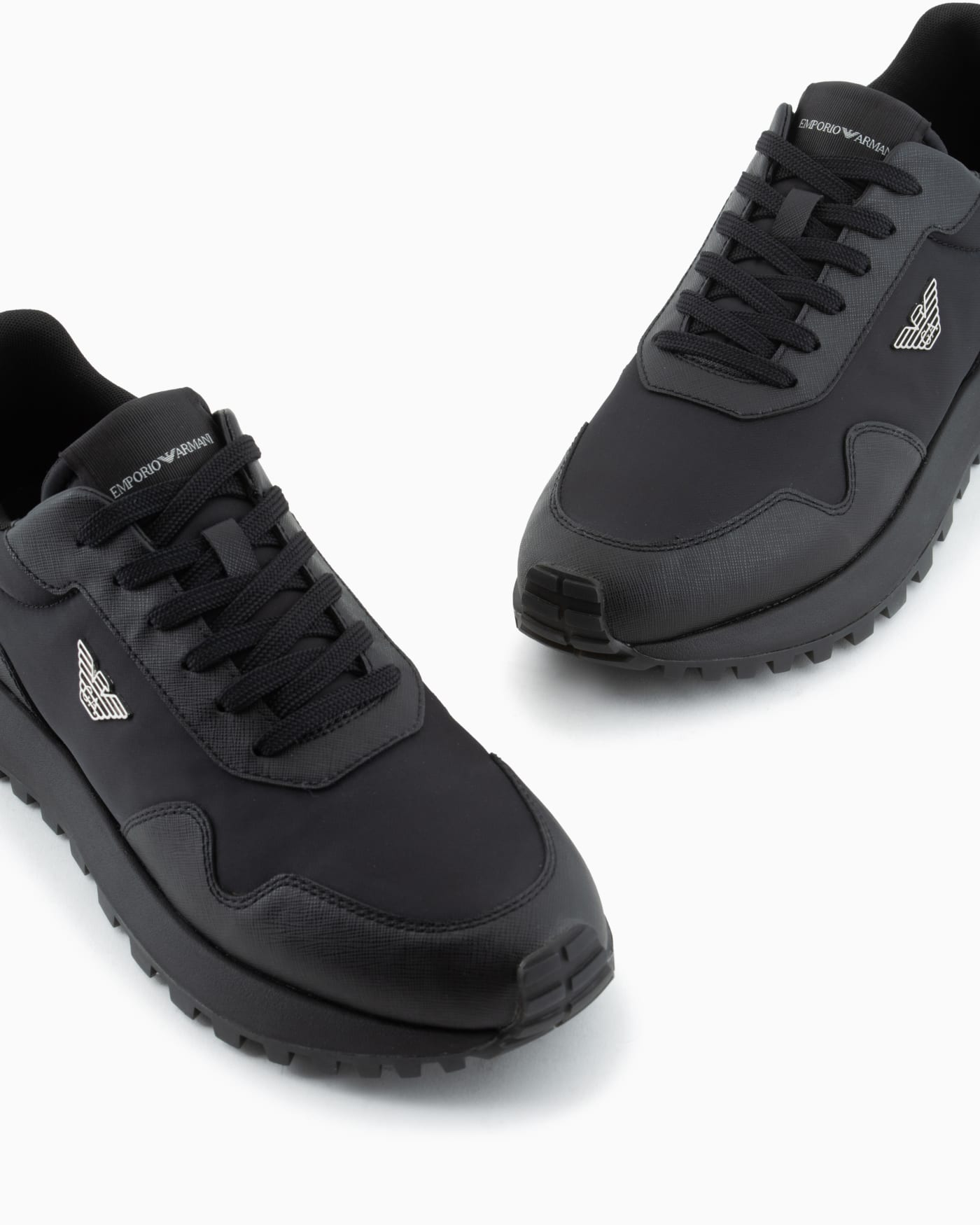 Recycled nylon sneaker saffiano detail man