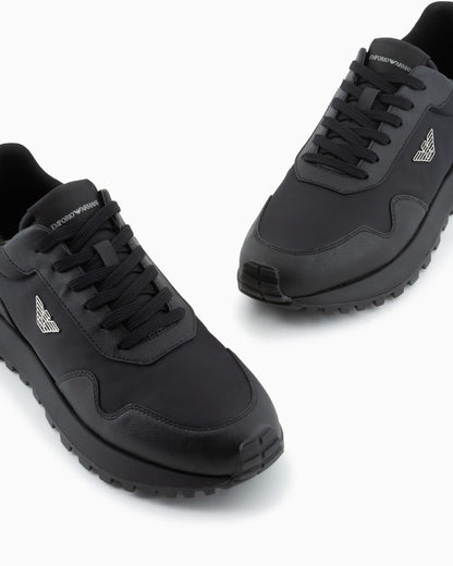 Recycled nylon sneaker saffiano detail man
