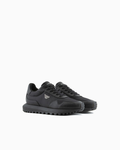 Recycled nylon sneaker saffiano detail man