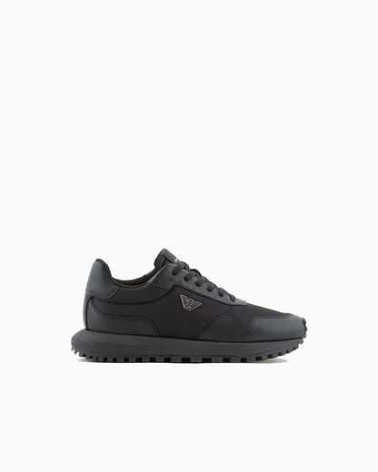 Recycled nylon sneaker saffiano detail man