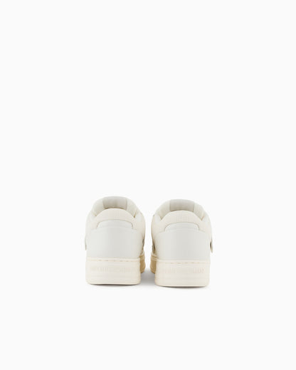Leather and mesh sneakers with contrasting details