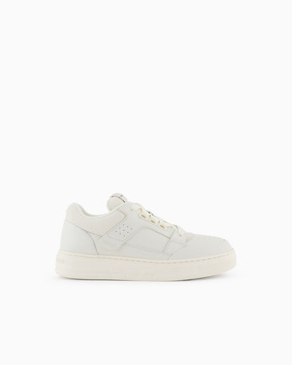 Leather and mesh sneakers with contrasting details