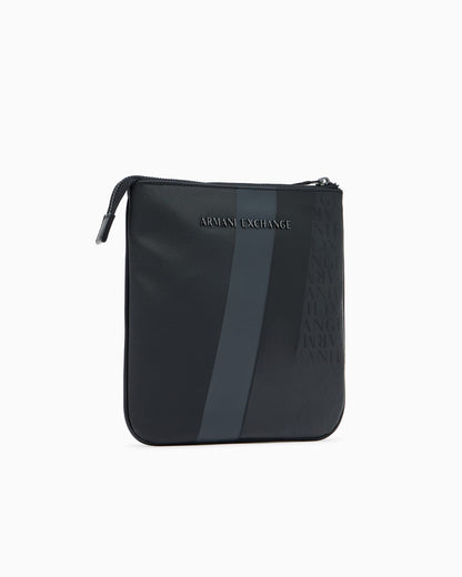 Monogram and Stripe Flat Shoulder Bag