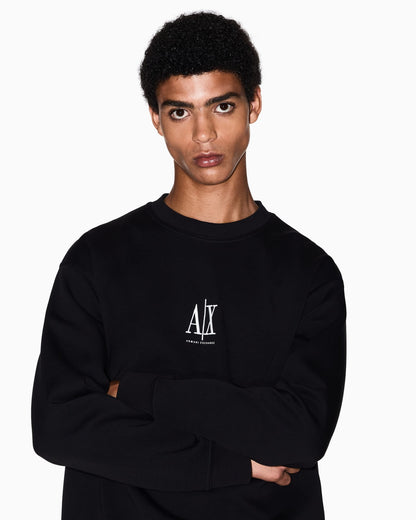 Crew neck sweatshirt in stretch cotton with logo Icon