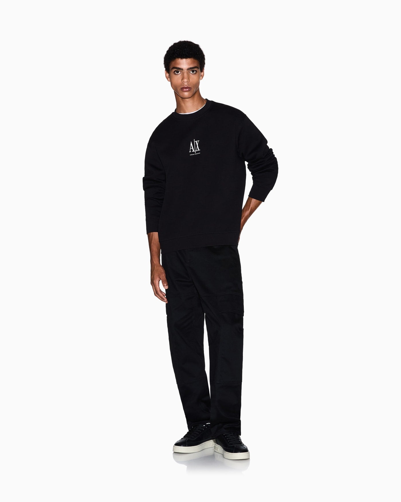 Crew neck sweatshirt in stretch cotton with logo Icon