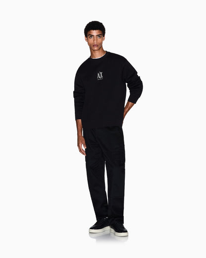 Crew neck sweatshirt in stretch cotton with logo Icon