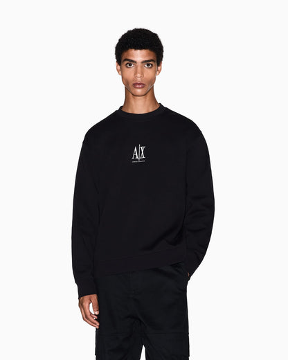 Crew neck sweatshirt in stretch cotton with logo Icon