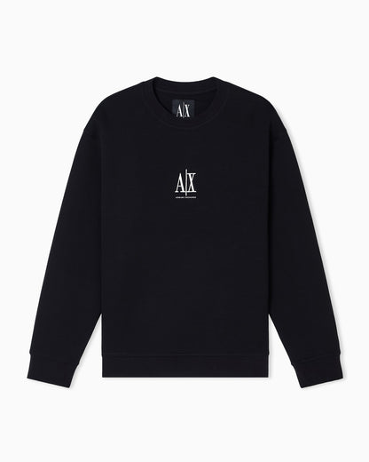 Crew neck sweatshirt in stretch cotton with logo Icon