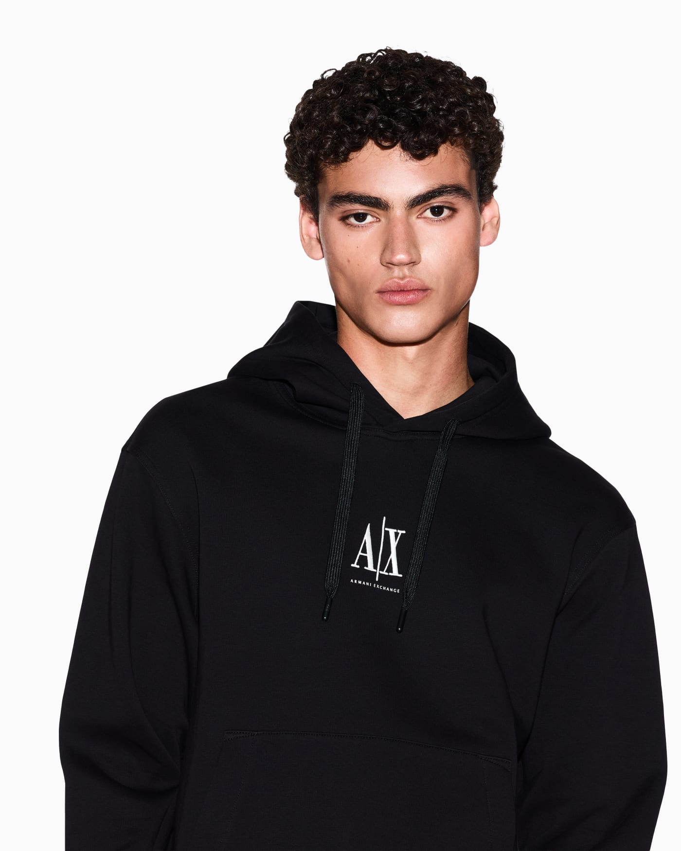 Stretch cotton hoodie with a kangaroo pocket and logo Icon